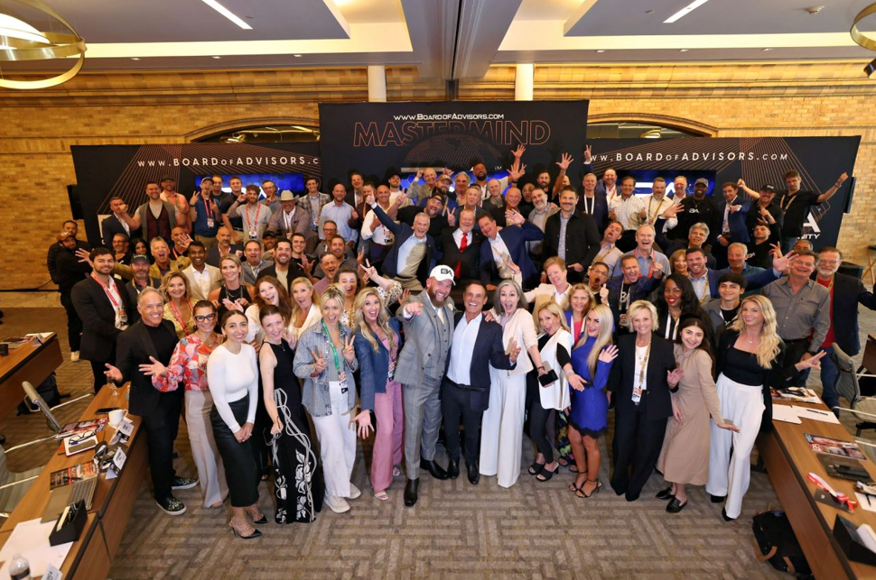 Picture of Board of Advisors group in Dallas including Jimmy Ralph, Kevin Killoran, Chris Dipasquale, Mike Calhoun, Kevin Harrington and the rest of the members